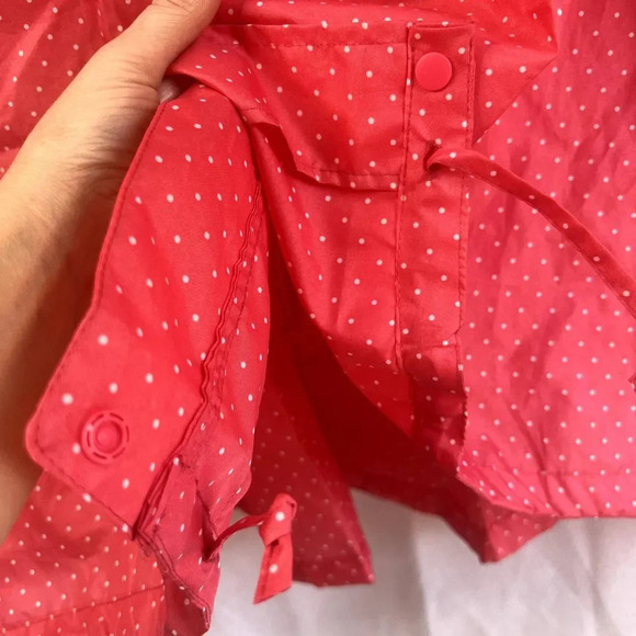 Oversized Long Rain Poncho Full Zip Polka Dot One Size - Picture 8 of 14